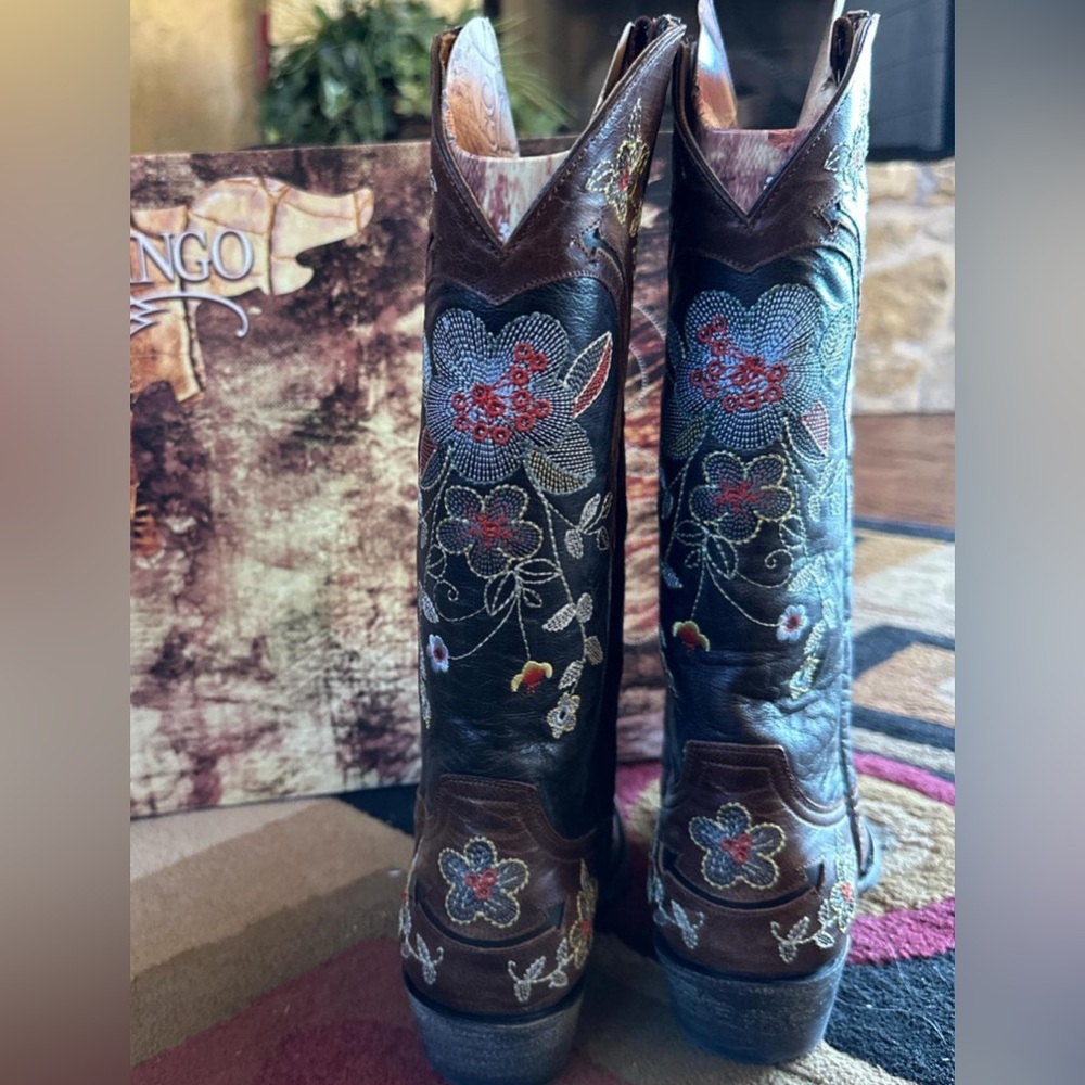 Old Gringo Bonnie Brass cowboy Boots floral embroidery etched Boho RTL 595 NWT - Picture 3 of 11